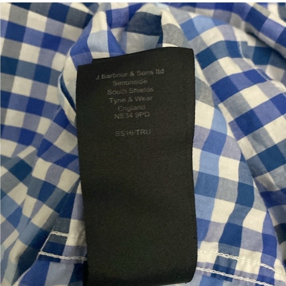 Barbour Short Sleeve Cotton Plaid Button Down Size M - Picture 11 of 13